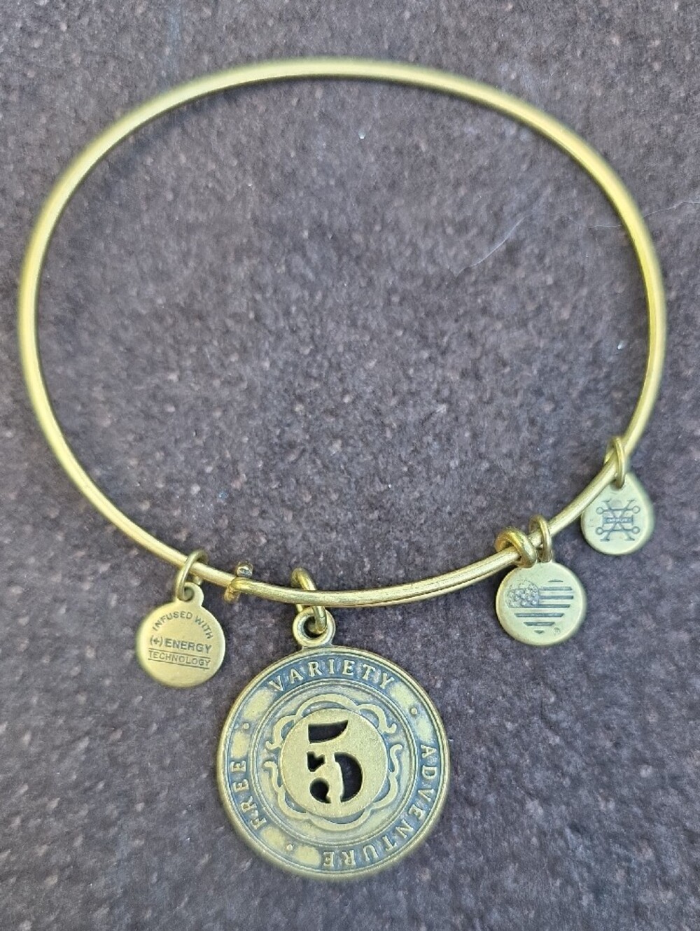 Alex and Ani Gold-Tone wire bangle Charm Bracelet Set of 5 - Picture 6 of 11